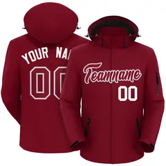 Crimson-Gray Classic Style Waterproof Jacket 1