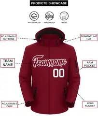 Crimson-Gray Classic Style Waterproof Jacket 2