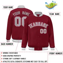 Crimson Gray-Crimson Varsity Full-Snap Letterman Jacket 2