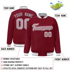 Crimson Gray-Crimson Varsity Full-Snap Letterman Jacket 2