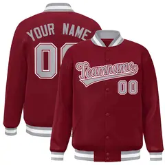 Crimson Gray-Crimson Varsity Full-Snap Letterman Jacket 1