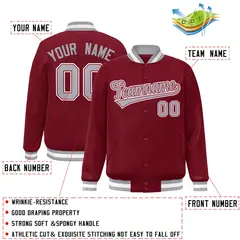 Crimson Gray-Crimson Varsity Full-Snap Letterman Jacket 2