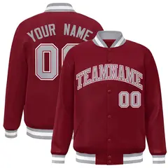 Crimson Gray-Crimson Varsity Full-Snap Letterman Jacket 1