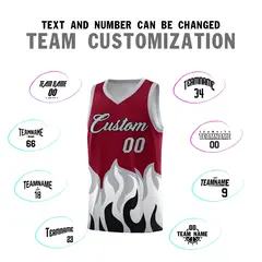 Crimson Gray Flame Hem Fashion Sports Basketball Jersey 4