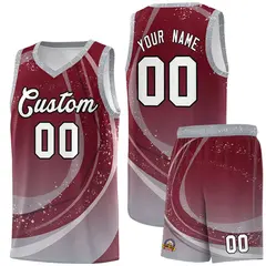 Crimson Gray Galaxy Graffiti Basketball Jersey 1