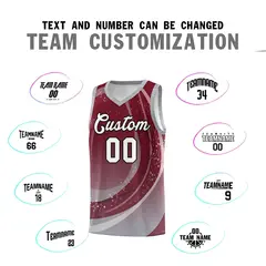 Crimson Gray Galaxy Graffiti Basketball Jersey 3