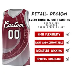 Crimson Gray Galaxy Graffiti Basketball Jersey 4