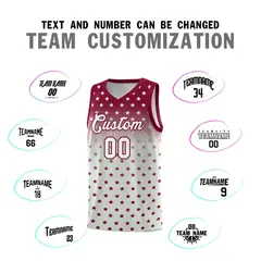 Crimson Gray Gradient Star Pattern Basketball Jersey Sets 4