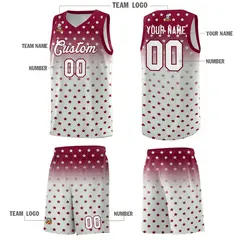 Crimson Gray Gradient Star Pattern Basketball Jersey Sets 5