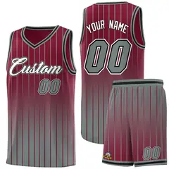 Crimson Gray Gradient Stripe Basketball Jersey 1