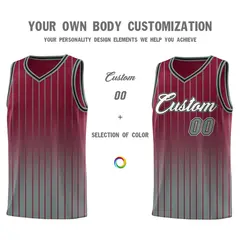 Crimson Gray Gradient Stripe Basketball Jersey 3