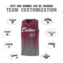 Crimson Gray Gradient Stripe Basketball Jersey 4