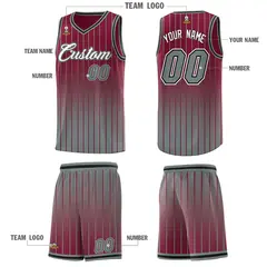 Crimson Gray Gradient Stripe Basketball Jersey 5