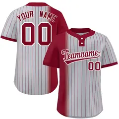 Crimson Gray Gradient Stripe Two-Button Softball Jersey