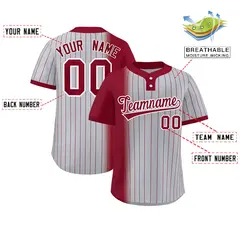 Crimson Gray Gradient Stripe Two-Button Softball Jersey 2