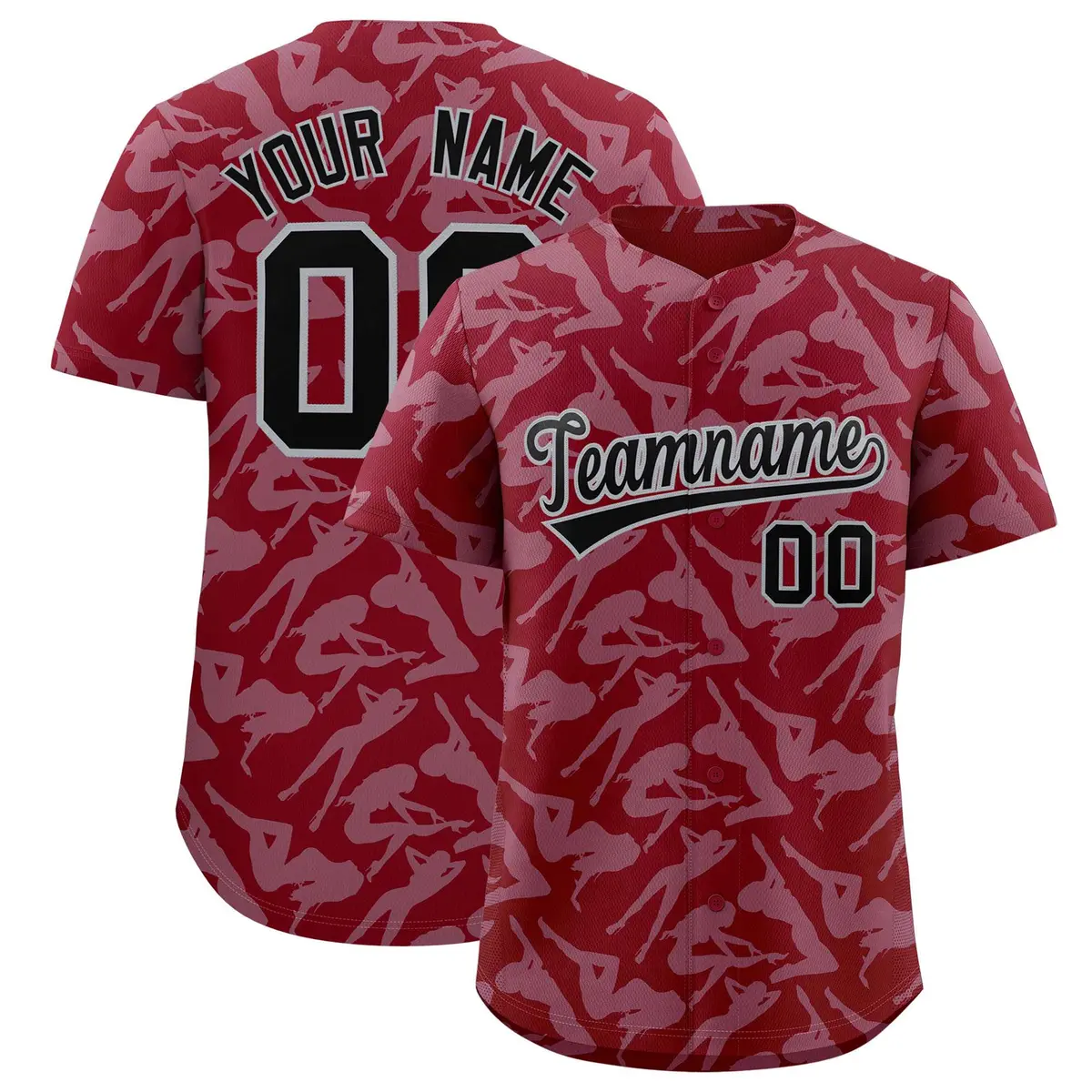 Crimson Gray Graffiti Pattern Baseball Jersey