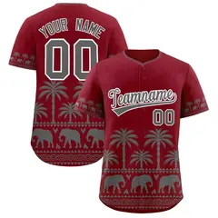 Crimson Gray Graffiti Pattern Bossinia Style Baseball Jersey 1