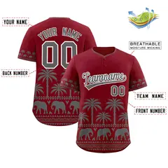 Crimson Gray Graffiti Pattern Bossinia Style Baseball Jersey 2