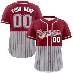 Crimson Gray Half Stripe Authentic Baseball Jersey 1