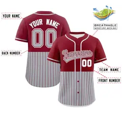 Crimson Gray Half Stripe Authentic Baseball Jersey 2