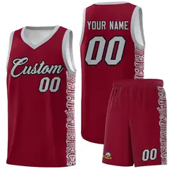Crimson Gray Indians Pattern Basketball Jersey 1