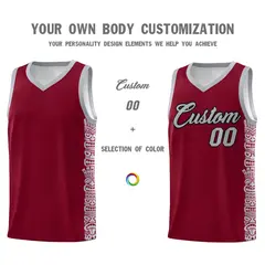 Crimson Gray Indians Pattern Basketball Jersey 3