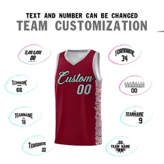 Crimson Gray Indians Pattern Basketball Jersey 4