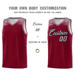 Crimson Gray Indians Print Sports Basketball Uniform Jersey 3