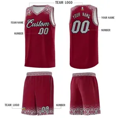 Crimson Gray Indians Print Sports Basketball Uniform Jersey 5
