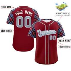 Crimson Gray-Light Blue Raglan Sleeves Baseball Jersey 2