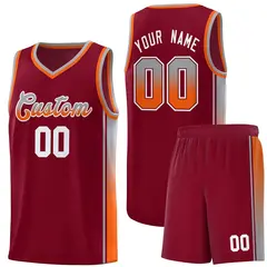 Crimson Gray-Orange Gradient Basketball Jersey 1