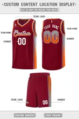 Crimson Gray-Orange Gradient Basketball Jersey 2