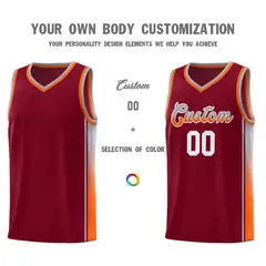 Crimson Gray-Orange Gradient Basketball Jersey 3