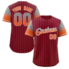 Crimson Gray Orange-White Stripe Gradient Baseball Jersey