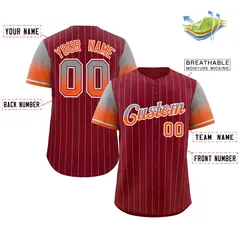 Crimson Gray Orange-White Stripe Gradient Baseball Jersey 2