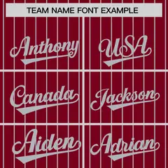 Crimson Gray Pinstripe Raglan Varsity Letterman Baseball Jacket 3