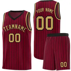 Crimson Gray Pinstripe Retro Uniform Basketball Jersey 1