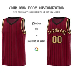 Crimson Gray Pinstripe Retro Uniform Basketball Jersey 3