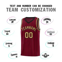 Crimson Gray Pinstripe Retro Uniform Basketball Jersey 4