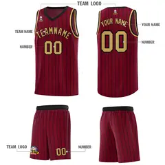 Crimson Gray Pinstripe Retro Uniform Basketball Jersey 5