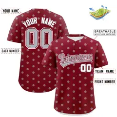 Crimson Gray Polka Dot Graffiti Authentic Baseball Jersey 2