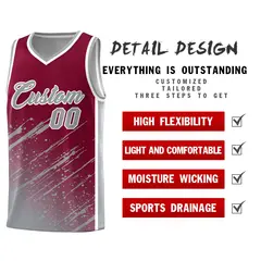 Crimson Gray Splash Pattern Basketball Uniforms 2