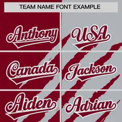 Crimson Gray Tiger Claw Scratch Split Baseball Jersey 3