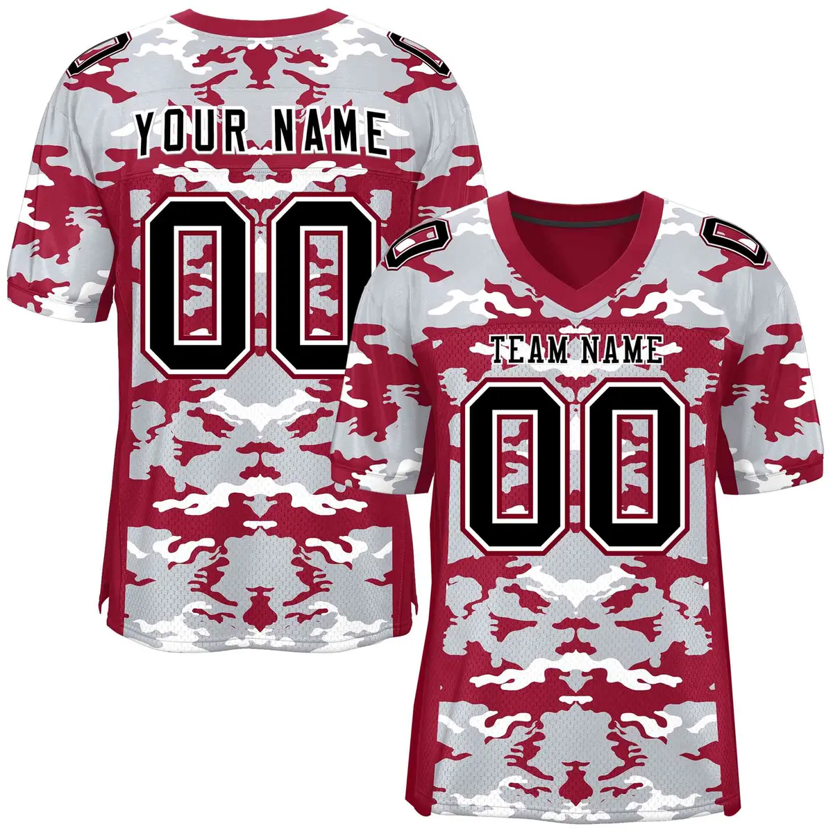 Crimson Gray-White Camo Authentic Football Jersey
