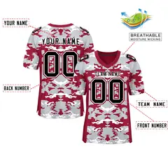 Crimson Gray-White Camo Authentic Football Jersey 2