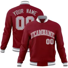 Crimson Gray-White Varsity Full-Snap Letterman Jacket 1