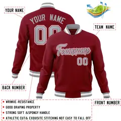 Crimson Gray-White Varsity Full-Snap Letterman Jacket 4