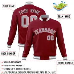 Crimson Gray-White Varsity Full-Snap Letterman Jacket 4