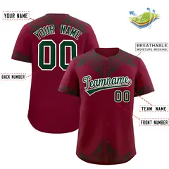 Crimson Green Baroque Style Baseball Jersey 2