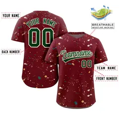 Crimson Green-Cream Splash Graffiti Striped Baseball Jersey 2